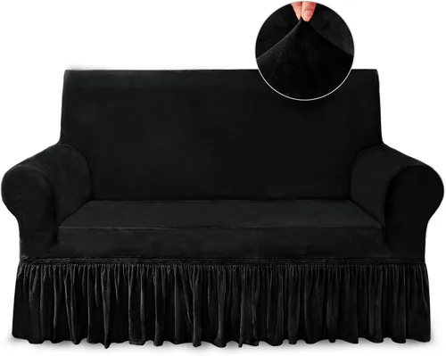 Vista 58 de NICEEC Funda para sofá biplaza, súper suave, 1 pieza, color rojo vino, elástica, universal, de elastano, para sala de estar, fácil ajuste, lavable