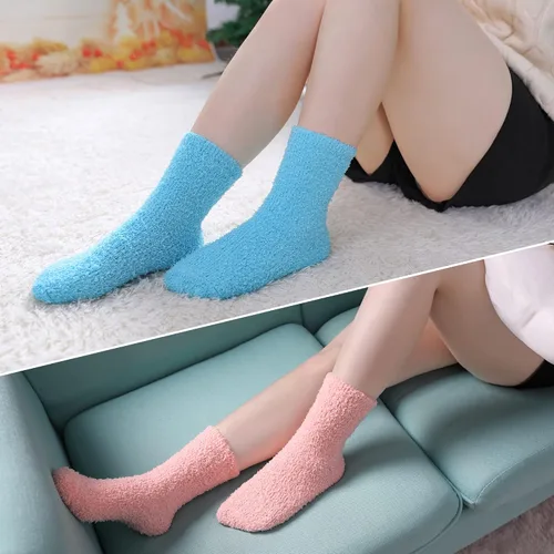 Vista 2 de Calcetines mullidos para mujer, de microfibra súper suave, esponjosos, acogedores, para invierno, cálidos, mullidos, para mujer