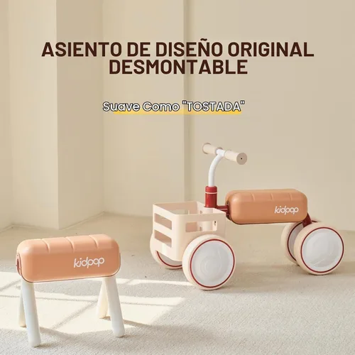 Vista 6 de Kidpop Toast Baby Walker - Andador convertible empujable con asiento desmontable, marco triangular antivuelco y canasta de grado alimentario
