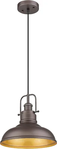 Vista 15 de zeyu Lámpara colgante industrial de 1 luz, lámpara colgante de 11 pulgadas para isla de cocina, pantalla de cúpula de metal en acabado negro mate