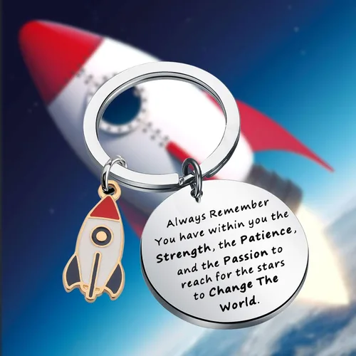 Vista 7 de CENWA Rocket Ship Regalo astronauta regalo astronauta regalo Always Remember You Have Within You The Strength llavero