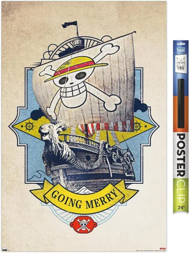Vista 17 de Trends International Netflix One Piece - Póster de pared Going Merry de 14.72 x 22.37 pulgadas, versión enmarcada de madera de granero
