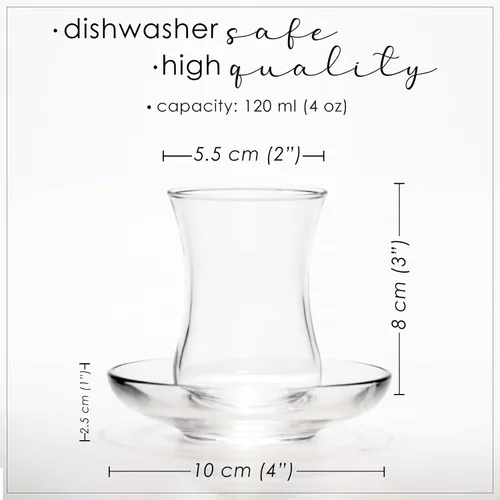 Vista 7 de Juego de vasos de té turcos y platillos (12 piezas), tazas de té árabe persa (4 oz/4.1 fl oz)