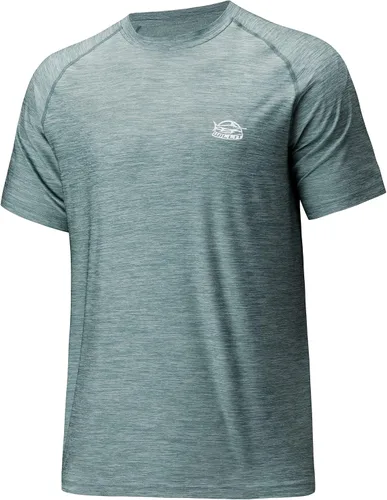 Vista 12 de Willit Camiseta de protección solar con capucha para hombre, manga corta, UPF 50+, FPS, secado rápido, resistente al agua Verde fluorescente