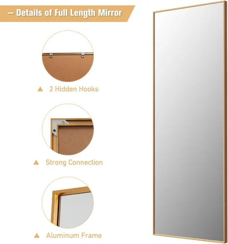 Vista 4 de CHARMAID Espejo rectangular grande de longitud completa para dormitorio, de 59 x 22 pulgadas, espejo de tocador de pie o montado en la pared