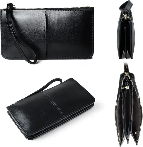 Vista 6 de Befen - Bolso clutch de mano de cuero con correa para teléfono celular organizador de tarjetas