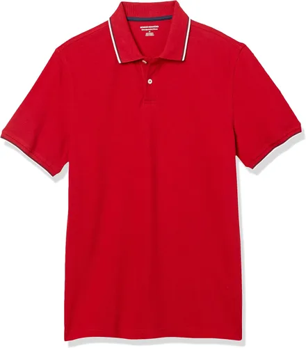 Vista 12 de Amazon Essentials Camiseta polo para hombre de manga corta y ajuste ajustado de algodón piqué Naranja Albaricoque