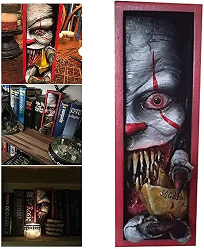 Vista 3 de Escultura de la biblioteca brillante de 7.8 pulgadas, decoración de Halloween, sujetalibros personalizados, mirando en la estantería, decoración