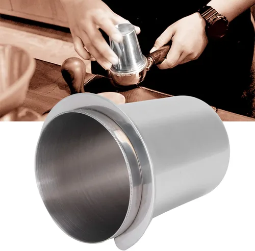 Vista 3 de Fdit Taza dosificadora de acero inoxidable, taza de alimentador de polvo de café de 2.008 in para máquina de café expreso, taza dosificadora de café
