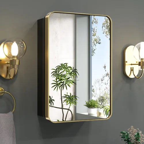 Vista 15 de Keonjinn Gabinetes de medicina delgados negros de 15 x 36 pulgadas, botiquín lateral estrecho para baño con espejo, marco de acero inoxidable
