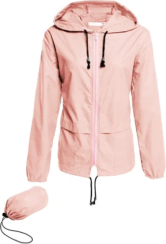 Vista 9 de Avoogue - Chaquetas de lluvia para mujer, diseño ligero, con capucha, para exteriores, impermeables, cortavientos Verde militar
