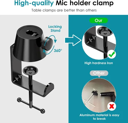 Vista 4 de Youshares Blue Yeti - Soporte de micrófono con filtro pop, brazo de micrófono de alta calidad, brazo de brazo resistente con gestión de cables