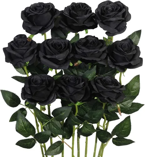 Vista 10 de Pack de 10 rosas artificiales Luyue, para decoración en fiestas, bodas, etc