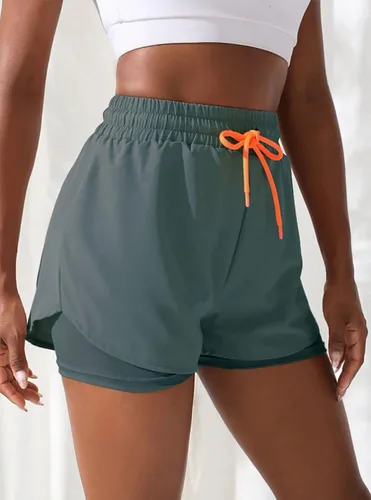 Vista 4 de Pantalones cortos de entrenamiento 2 en 1 para mujer, para gimnasio, yoga, correr, ciclismo, tenis, faldas de verano