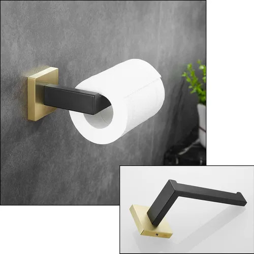 Vista 3 de Juego de accesorios de baño de 23.6 pulgadas, 2 ganchos para toallas, soporte para papel higiénico, soporte para toallas de mano, accesorios de baño