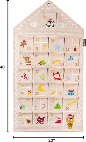 Vista 5 de Tonies Calendario de Adviento de Navidad, diseño reutilizable para colgar en la pared con 24 bolsillos