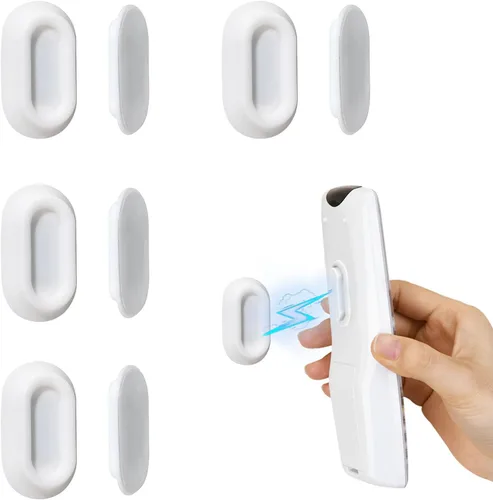 Vista 12 de XYOFUN Soporte magnético para control remoto de pared, 4 unidades, organizador autoadhesivo sin taladros para aire acondicionado y controles remotos