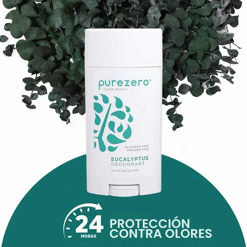 Vista 3 de Purezero EUCALYPTUS Desodorante Sin aluminio ni parabenos con bicarbonato de sodio y protección contra olores las 24 horas Para mujeres