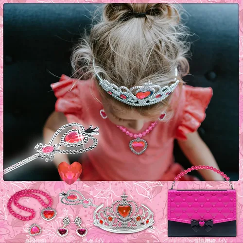Vista 5 de Kit de maquillaje para niños para niñas, kit de maquillaje real, juguetes para niñas pequeñas y no tóxicos, juego de princesa para niños, regalo