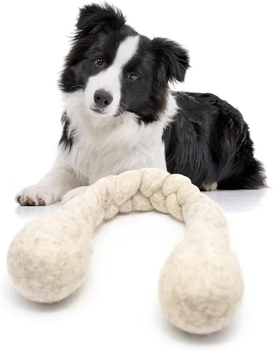Vista 7 de Glaciart One Hueso masticable de lana de fieltro para perros (3 piezas) Juguete duradero para masticar perros, juguetes masticables para cachorros