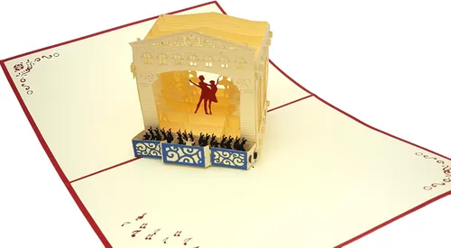 Vista 6 de iGifts And Cards Tarjeta de felicitación emergente 3D de Ballet Theater – Tarjeta de felicitación de escenario de actuación de baile, aniversario