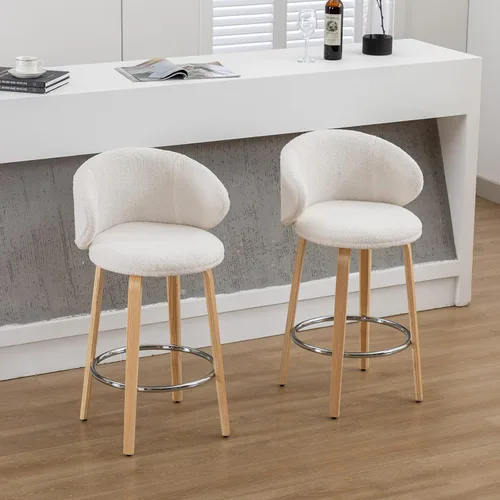 Vista 2 de DUOMAY Juego de 4 taburetes de bar modernos, taburetes de altura de mostrador de 26 pulgadas con respaldo de barril, silla de isla de cocina