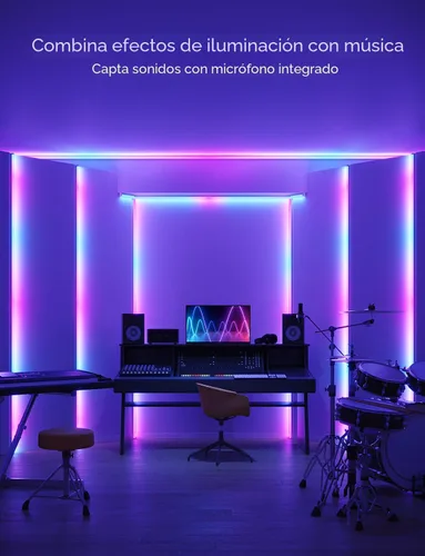 Vista 8 de Govee RGBIC - Tira de luces LED de 9.8 pies con cubiertas, luces LED inteligentes que funcionan con Alexa y Google Assistant, canal difusor
