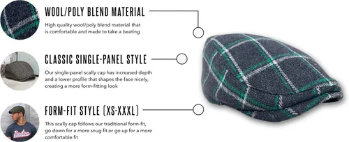 Vista 4 de The Original Boston Scally Cap - The Irish Newsboy Flat Cap - Single Panel Fitted Hat