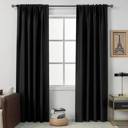 Vista 23 de DUALIFE Cortinas opacas de 45 pulgadas de largo, 2 paneles para ventanas pequeñas de dormitorio, aislamiento térmico, bolsillo para barra, cortinas