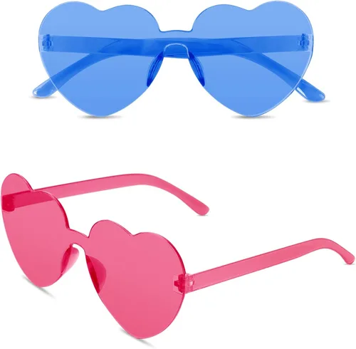 Vista 8 de Heart Shaped Sunglasses for Women Transparent Candy Rimless Sunglasses Fashion Heart Shaped Glasses for Party Favor