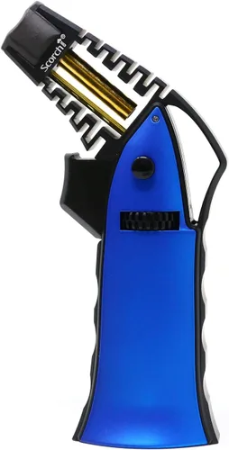 Vista 11 de Antorcha Scorch Torch de 6.75" de aluminio, ajustable, recargable con butano, fabricada con CNC, portátil, en caja de regalo (Rojo #1)