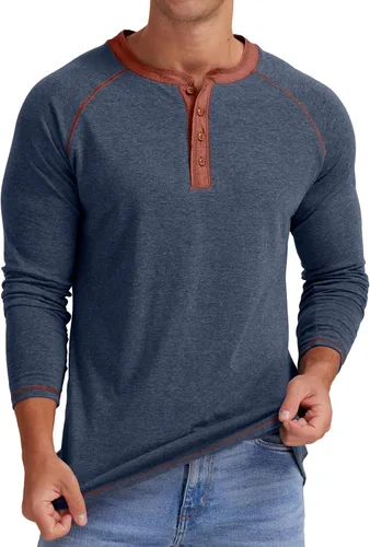 Vista 3 de Sailwind Camiseta de manga larga y corta para hombre Henley de algodón casual