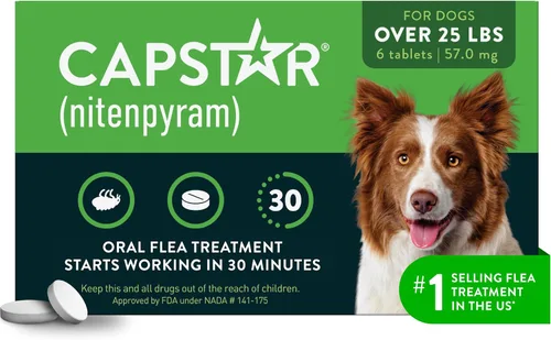 Vista 14 de Capstar (Nitenpyram) Tratamiento oral de pulgas de acción rápida para perros de 2 a 25 libras, tabletas de medicamentos recomendadas por
