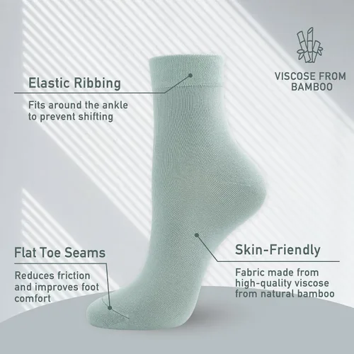 Vista 2 de SERISIMPLE Calcetines finos de bambú para mujer, ligeros, por encima del tobillo, calcetines de vestir casuales para damas, botín, pantalones, 5