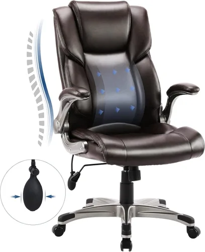 Vista 11 de COLAMY Silla Ergonómica de Oficina Ejecutiva con Cuero Sintético Grueso, Reposabrazos Abatibles, Respaldo Alto Ajustable en Altura e Inclinación