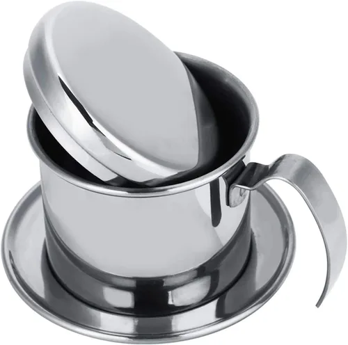 Vista 8 de HERCHR Gotero de café vietnamita, cafetera vietnamita de acero inoxidable con capacidad de 0.59 oz, filtro de goteo pequeño de alta resistencia
