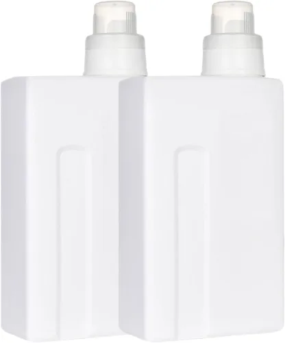 Vista 8 de Zerodeko Paquete de 2 botellas de lavandería recargables de 33 onzas a prueba de fugas, recipientes de detergente vacíos con tapas para el hogar