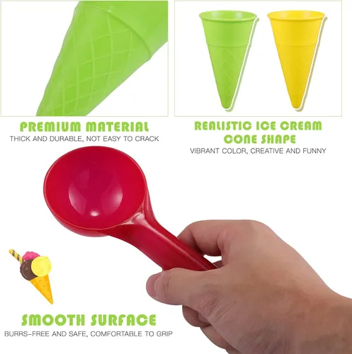 Vista 7 de Toddmomy Juguetes para niños pequeños, 10 piezas de plástico para helados, juegos de arena para niños, juego sensorial al aire libre para niños