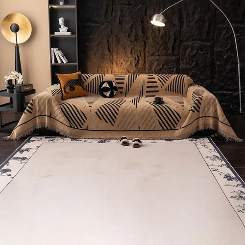 Vista 55 de VClife funda boho de sofá de felpilla para sofá seccional, funda antideslizante para sofá de 2 plazas, protector para mascotas con borlas, funda
