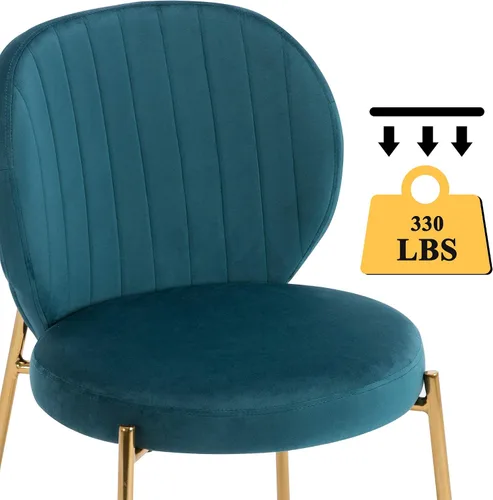 Vista 6 de DAGONHIL Juego de 2 sillas de comedor, sillas de terciopelo, modernas sillas tapizadas de mediados de siglo con patas de metal dorado para cocina