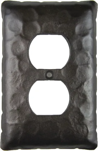 Vista 2 de Rustic Rancho Cubierta de placa de interruptor dúplex simple de hierro forjado EPH41 (negro)