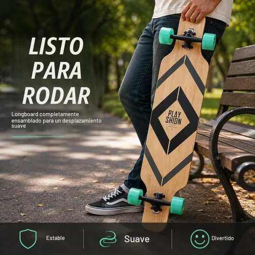 Vista 2 de Playshion Drop Through Freestyle - Patineta de tablero largo