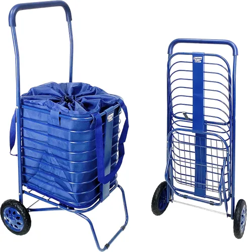 Vista 20 de dbest products - Carrito Cruiser Deluxe 2 para compras y comestibles con ruedas, cesta de lavandería plegable, carrito de utilidad compacto, ligero