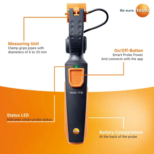 Vista 2 de Testo Kit de sonda inteligente I Juego de medidores HVAC/R para aire acondicionado, refrigeración y sistema de calefacción I Incluye testo 115i