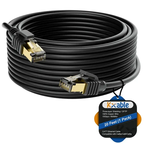 Vista 23 de Kxable Cable Ethernet Cat 7 de 1 pie, cable de Internet de alta velocidad Cat7, cable de red LAN RJ45 CAT7, triple blindaje SFTP de 10 Gbps 600 Mhz