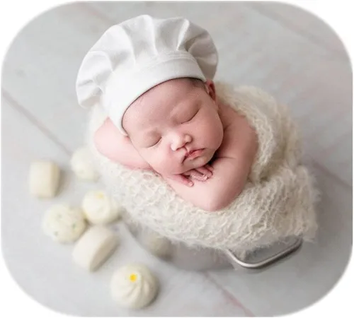 Vista 6 de Vemonllas Accesorios de fotografía para recién nacidos gorro de chef accesorios de fotos para bebé capó suave sesión de fotos para recién nacidos