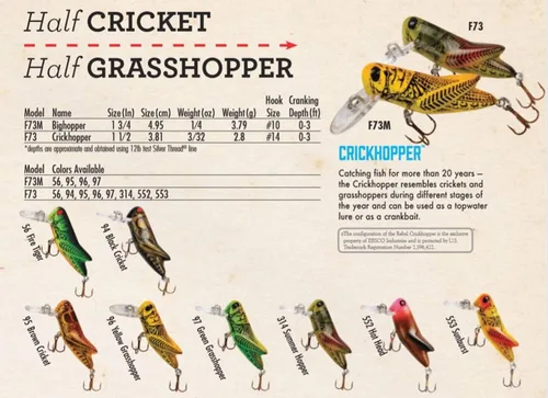 Vista 3 de Rebel Lures Señuelo de pesca Crickhopper Cricket/Salticidae Crankbait, 1 1/2 Pulgadas, 1/4 Onza Cricket café