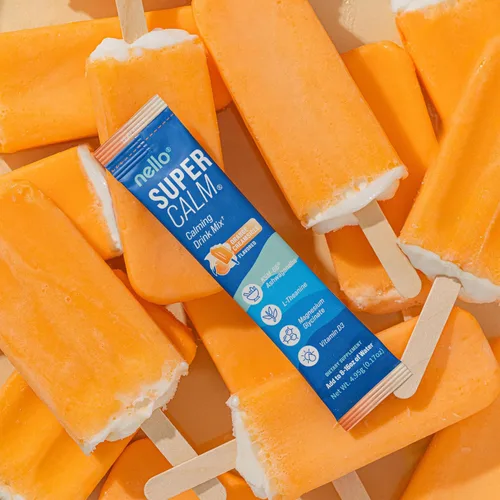 Vista 3 de Nello Supercalm - Mezcla de bebida – Fresas, crema y crema de naranja Ashwagandha KSM 66, suplemento de glicinato de magnesio y L-teanina – Apoyo