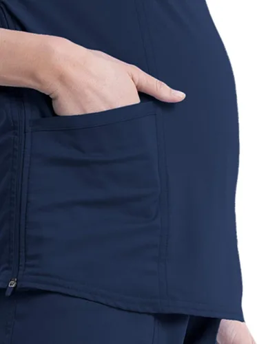 Vista 3 de Cherokee WW688 - Camiseta médica de maternidad con 2 bolsillos, tela transpirable y elástica en 2 direcciones