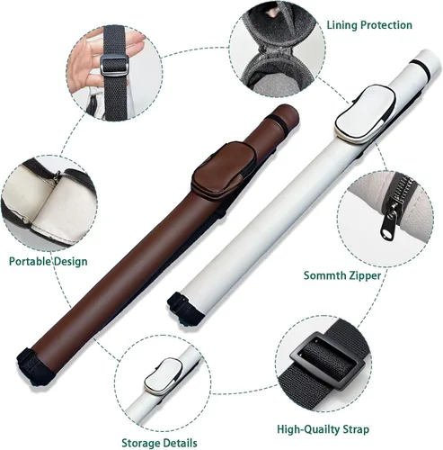 Vista 3 de SUPERDIAMOND Estuche para taco de billar, 2 piezas profesional (1 culo/1 eje), bolsa para taco de billar, estilo maletín para hombres, funda rígida